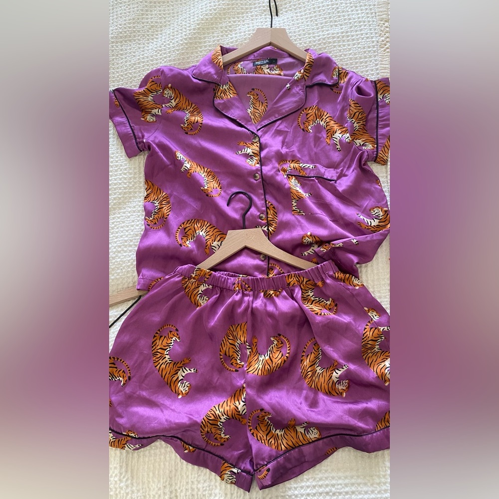 Nasty gal silk leopard pajama set